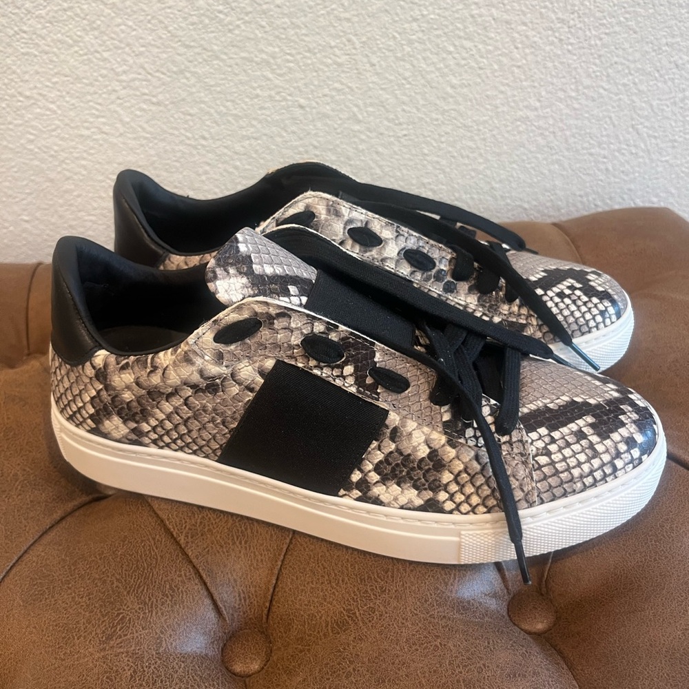 M.Gemi Italian Snakeskin Pattern Sneakers with Black Accents